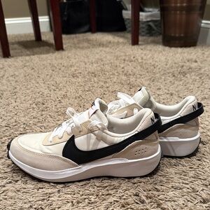 Nike Women's Cream and Black Sneakers